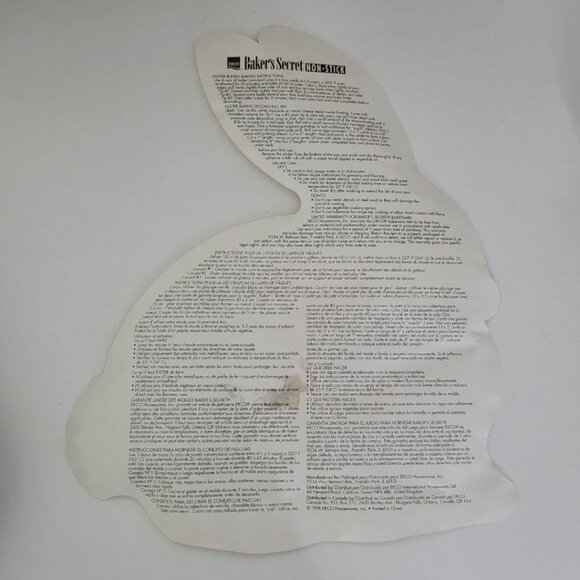 Ekco Easter Bunny Cake Pan Non Stick Bakers Secret Vintage Metal Holiday Mold - Picture 5 of 7